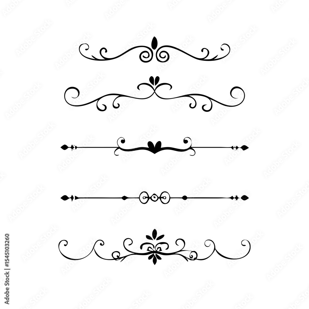 Obraz premium Text dividers with hearts doodle set. Wedding decorative elements. Divider ornament, borders, arrows. Hand drawn vector illustration isolated on white background 