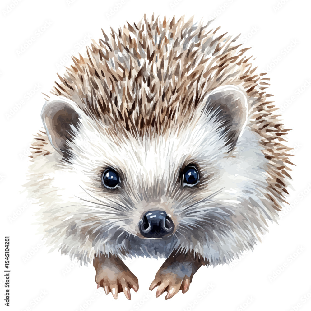 Obraz premium Hedgehog Close Up, watercolor vector, isolated on a white background.