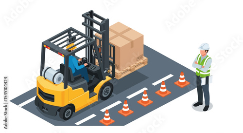 Forklift Operator Safely Transporting Goods Warehouse Logistics and Safety Procedures