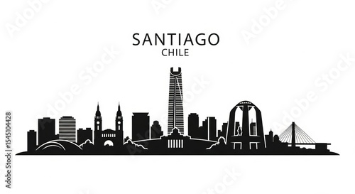 Silhouette of santiago chile skyline with modern buildings and a bridge in a vector illustration