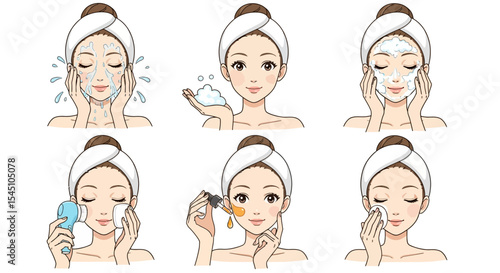 Complete Guide to a Relaxing Facial Skincare Routine Step-by-Step Illustrations