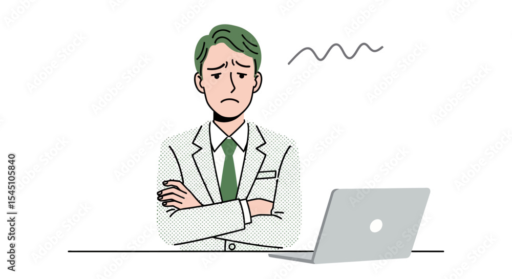 Frustrated Businessman Facing Computer Problems Illustration Frustrated Businessman Facing Computer Problems Illustration