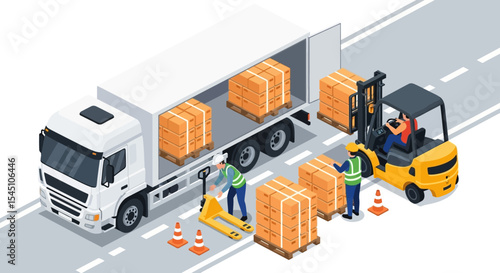 Efficient Goods Transportation Loading and Unloading Process with Forklift and Pallet Jack