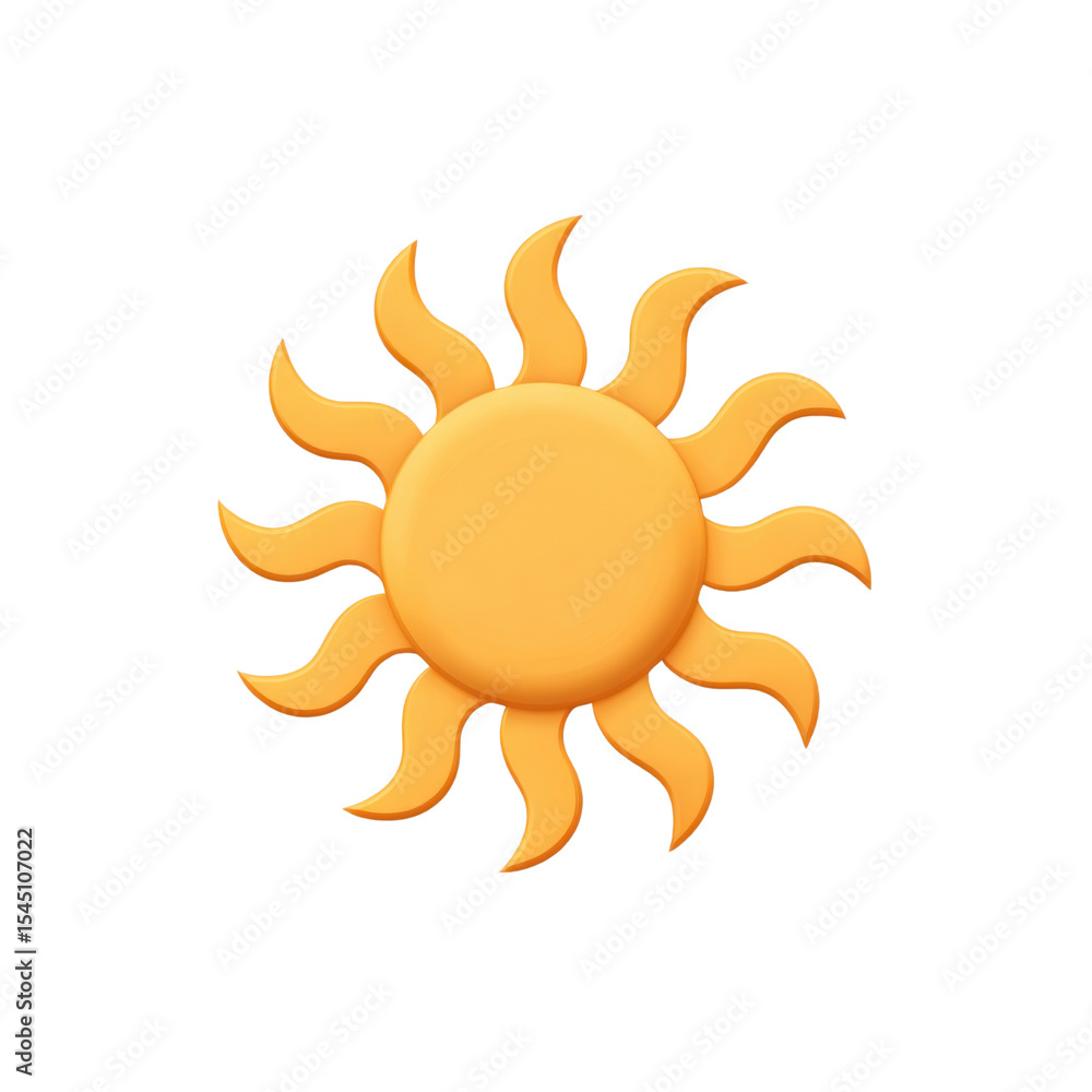 Naklejka premium Bright and Cheerful Sun Icon Symbolizing Warmth, Happiness, and Outdoor Activities in Clear Blue Sky Transparent background or png