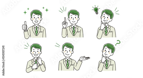 Diverse Expressions of a Businessman Illustrations Set