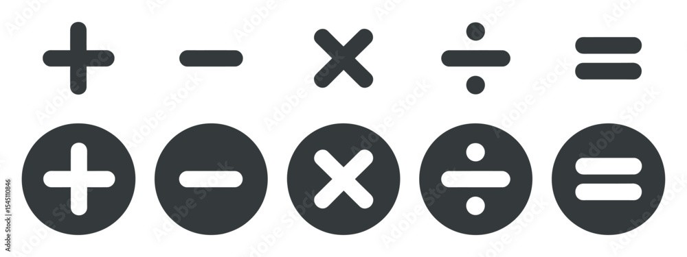 Fototapeta premium Basic Math Symbols Set in Circles