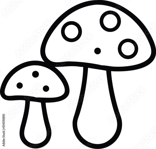 Illustration of Poisonous Mushrooms with Red Caps and Detailed Fungi Elements