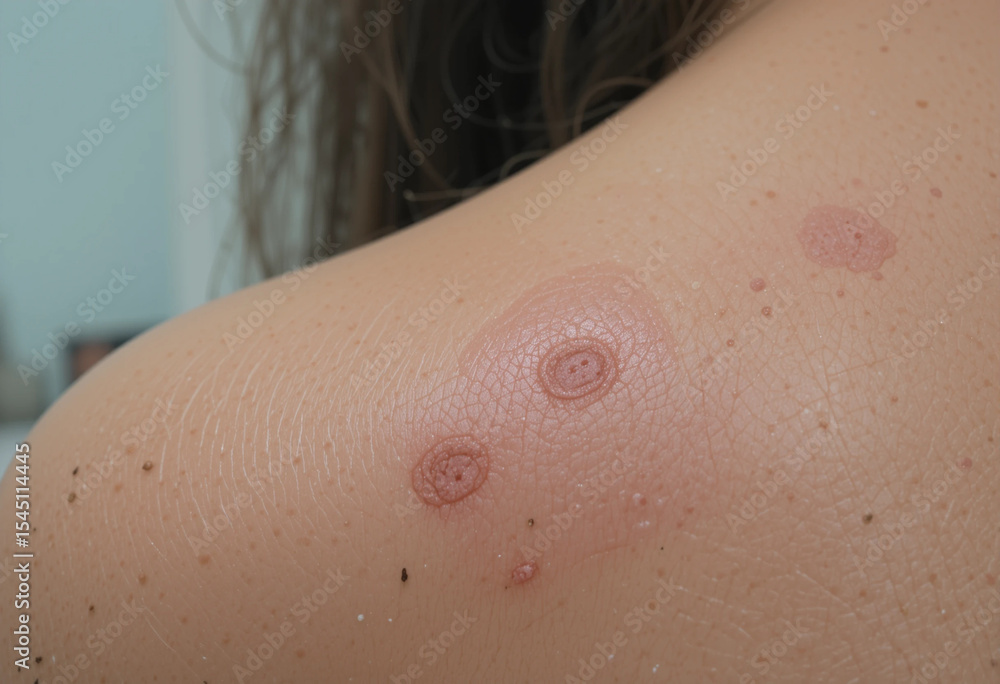 Fototapeta premium A person's back has a rash with many small red dots