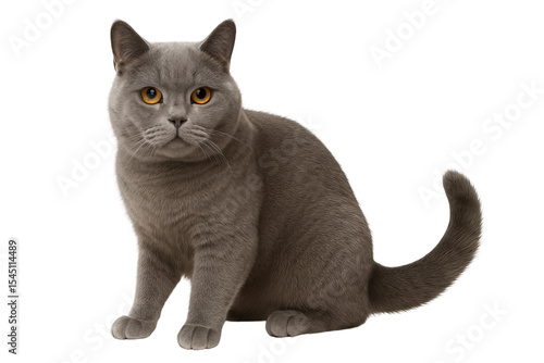 Wallpaper Mural A calm gray cat with bright yellow eyes sits elegantly showcasing its plush fur and poised demeanor Torontodigital.ca