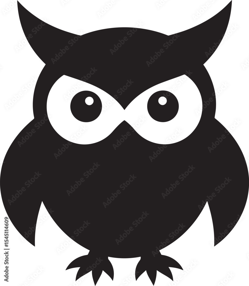 Fototapeta premium Owl Head Silhouette in Black | Wild Bird Face Illustration Vector Format