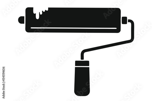 Black Paint Roller with Dripping Paint Silhouette for DIY Projects and Decorating
