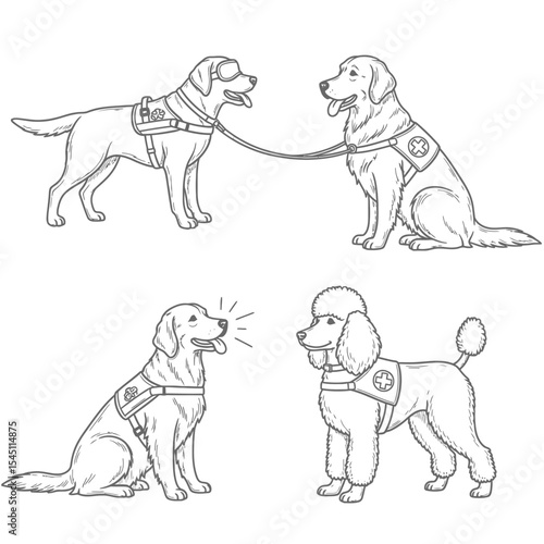 doodle icon illustration blind dog 