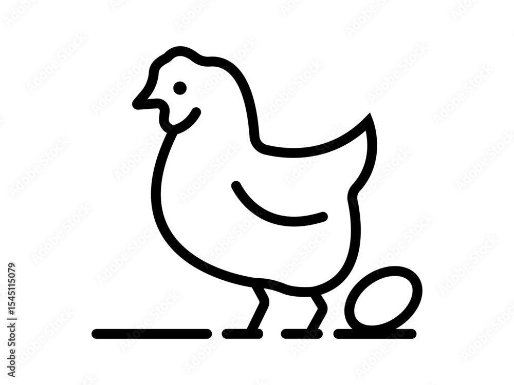 Fototapeta premium chicken or hen outline vector illustration.hen chicken outline icon on white background. 