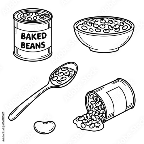 doodle icon illustration of baked beans