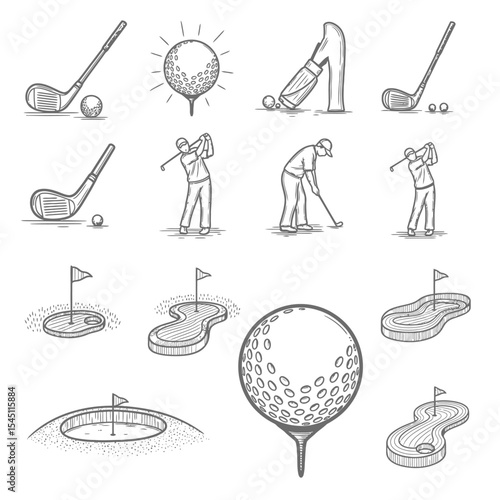 doodle icon illustration golf 