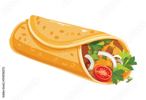 Fresh Mexican Wraps for Quick Meal - Vector Illustration