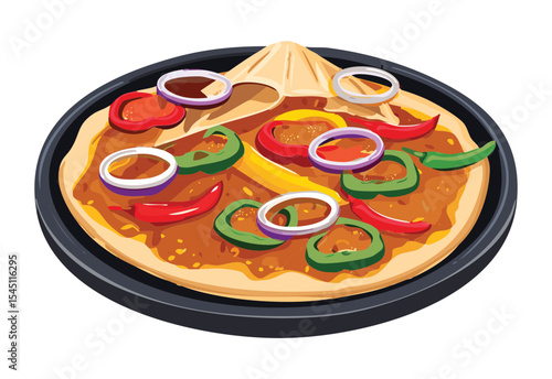 Delicious Tostada with Fresh Vegetables - Vector Illustration