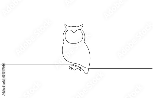 Online education owl one line graduation concept. E-learning training skill courses, Continuous one line drawing of owl bird. simple barn owl line art vector illustration.