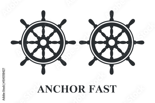 Two Nautical Steering Wheels Anchor Fast