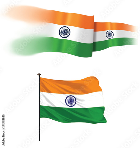 Indian flag vector. India waving flags