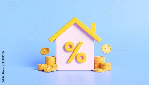 Wallpaper Mural Low Interest Rates Home Loan Savings Concept Illustration. Torontodigital.ca