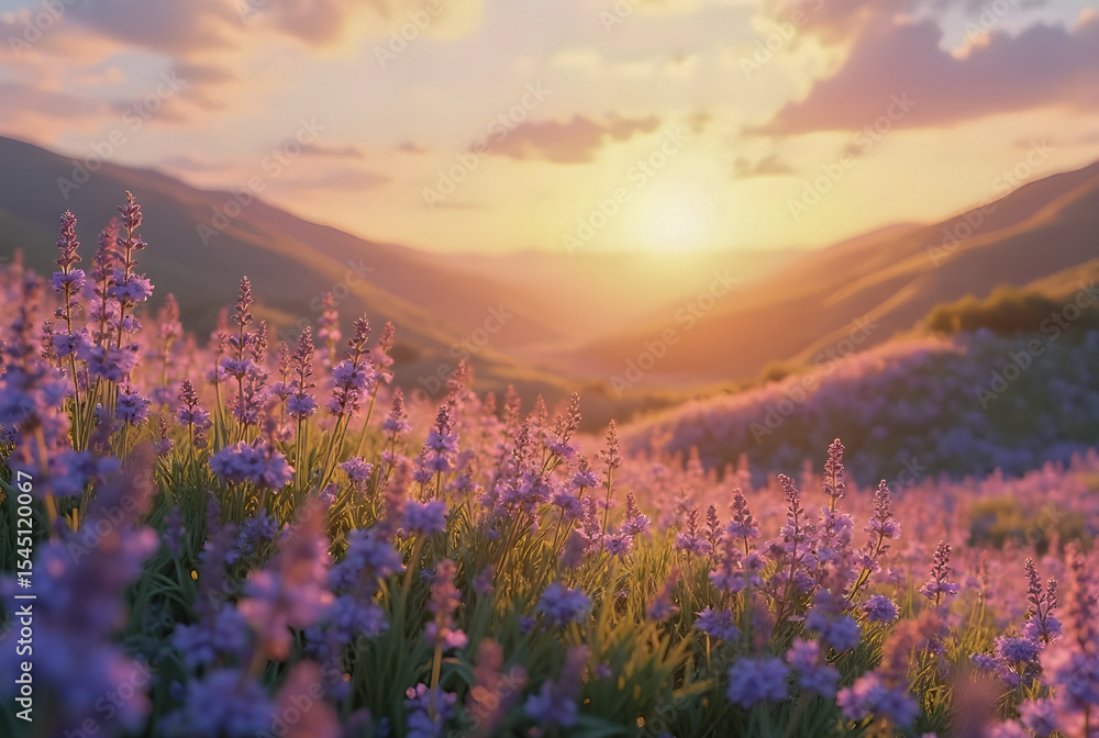 Obraz premium lavender field at sunset