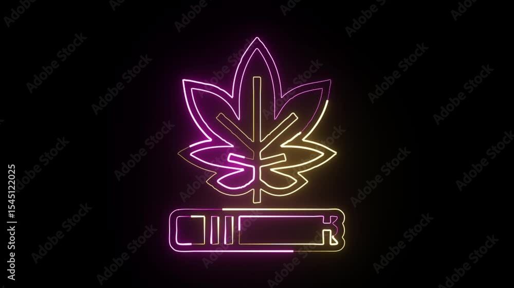 Glowing neon line cannabis leaf with pulsing light. Marijuana icon animation HD video isolated on black background Glowing neon line cannabis leaf with pulsing light. Marijuana icon animation HD video isolated on black background