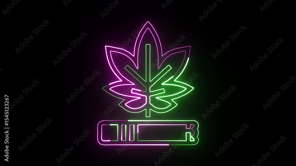 Glowing neon line cannabis leaf with pulsing light. Marijuana icon animation HD video isolated on black background Glowing neon line cannabis leaf with pulsing light. Marijuana icon animation HD video isolated on black background