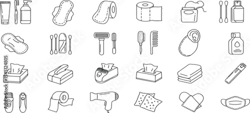 Essential Hygiene and Personal Care Products Icon Set for Everyday Use, Clean Living, and Wellness