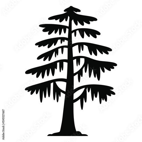 Black silhouette of cypress trees with moss in vector format

