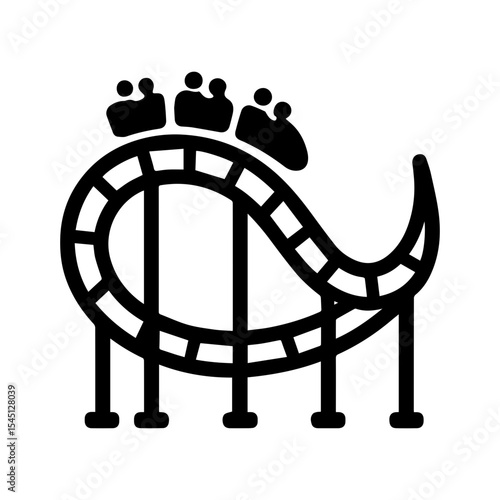 Roller coaster icon with transparent background symbolizing amusement park thrill ride and entertainment attraction
