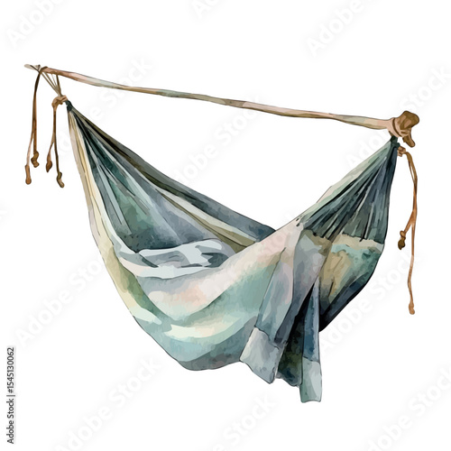 watercolor vector of Hammock, isolated on a white background.