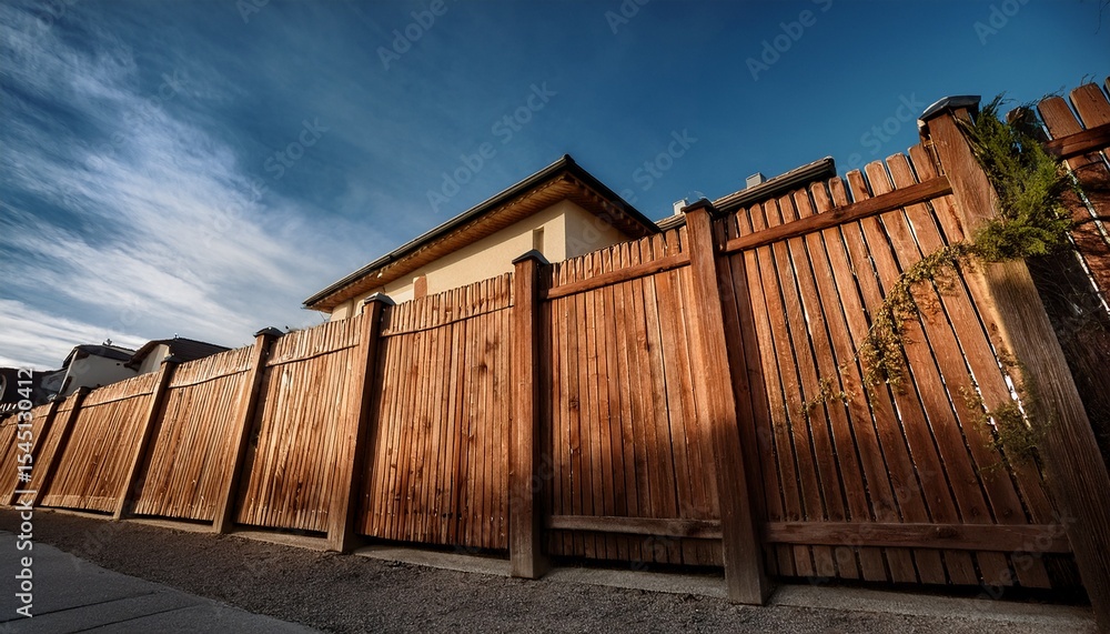 Fototapeta premium a wooden fence in front of a building
