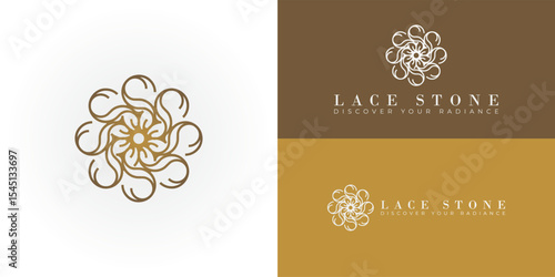 The golden ornate floral emblem symbolizes beauty, harmony, and luxury. Suited for exquisite jewelry, fashion, and upscale wellness businesses.