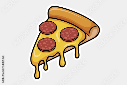 Delicious Melty Pepperoni Pizza Slice A Tasty Illustration