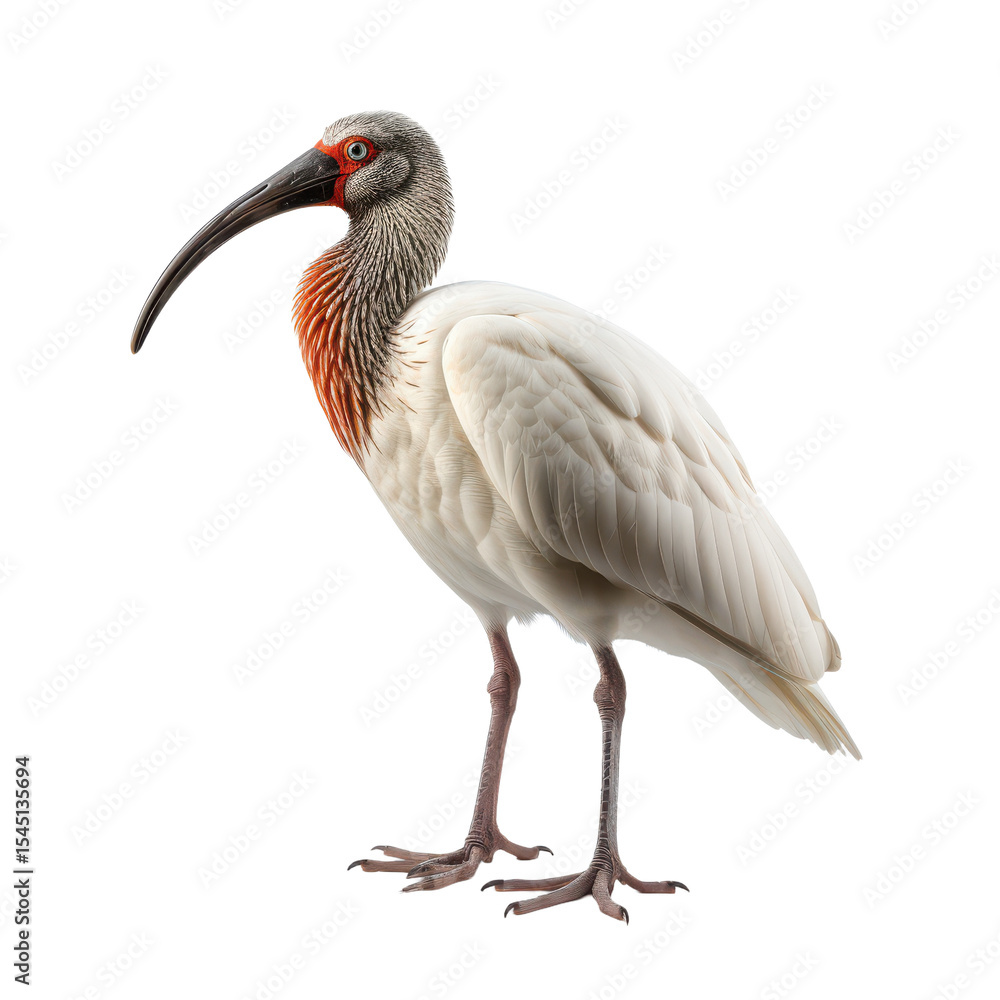 Obraz premium Ibis standing on black ground isolated on transparent background, png