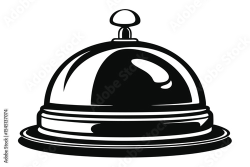 Black and White Illustration of a Classic Service Bell for Hotel and Restaurant Use