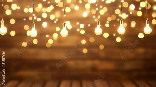 Warm lighting fixtures against a rustic wood background