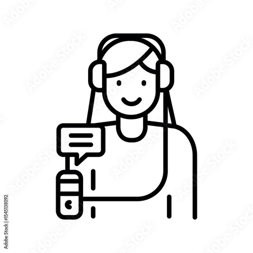 Audio Guide black line icon.