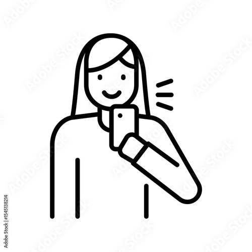 selfie black line icon.