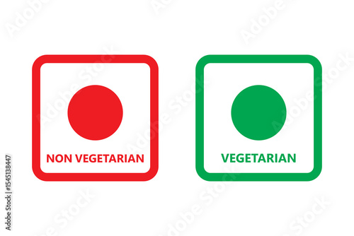 Veg Non-Veg Icons. colorful veg and non-veg symbol.