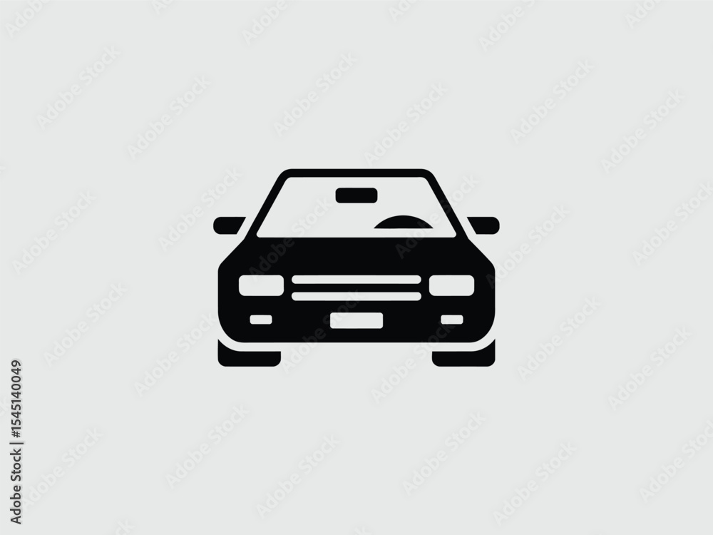 Obraz premium Black Car Icon Front View Simple Minimalist Design