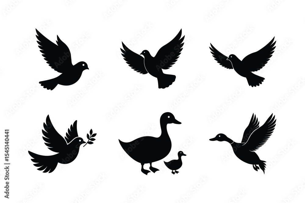 Fototapeta premium Classic bird shapes ideal for design use Silhouette Vector illustration