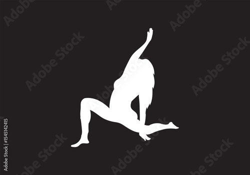 Slim sportive young woman & man doing yoga & fitness exercises. Healthy lifestyle. Exercise and fitness icons. Gym and Workout Set. Person Yoga exercises poses. Lunges, Pushups, Squats, Dumbbell rows,