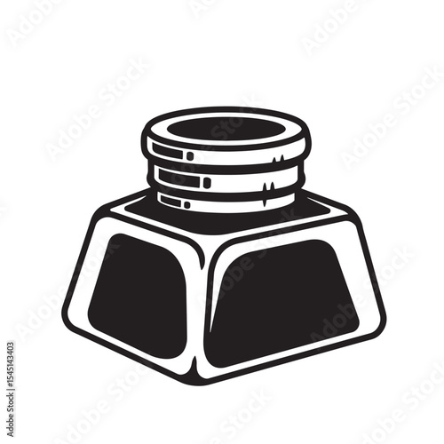Classic inkwell drawing vintage art silhouette black and white vector illustration for creative designs