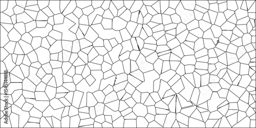Abstract geometric pattern featuring black lines defining irregular polyhedral shapes across a white background for graphic design