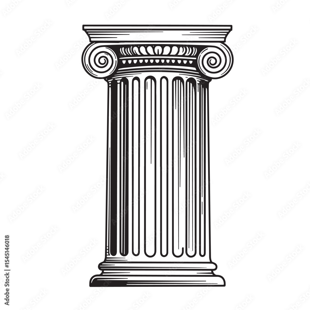 Obraz premium Vector illustration of a detailed vintage art silhouette ionic column isolated on white background