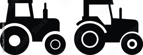 Black Farm Tractor Vector Icon Minimal Silhouette for Agriculture Apps and Logo Design