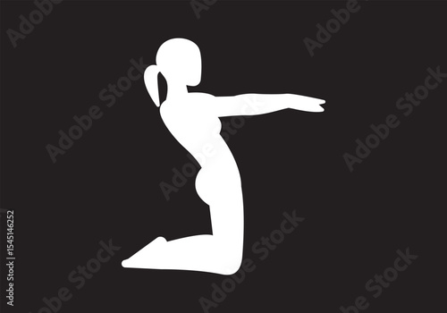 Slim sportive young woman & man doing yoga & fitness exercises. Healthy lifestyle. Exercise and fitness icons. Gym and Workout Set. Person Yoga exercises poses. Lunges, Pushups, Squats, Dumbbell rows,