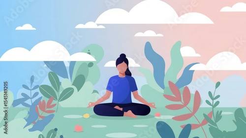 Wallpaper Mural Woman Meditating Outdoors Peaceful Nature Scene Torontodigital.ca